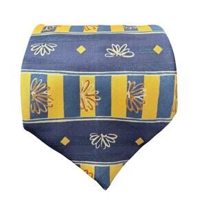 St Michael Marks & Spencer Silk Tie Floral Stripe Vintage